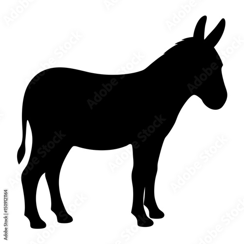 Silhouette of a Donkey Standing Still in Black and White Image