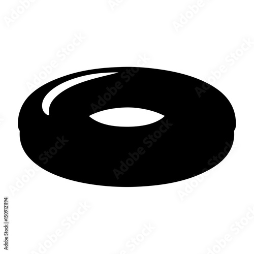 Simple black abstract donut shape illustration on a white background