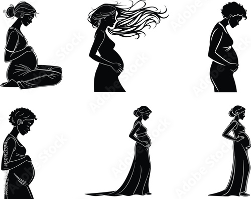 Silhouettes of Pregnant Women A Collection of Elegant Maternity Art