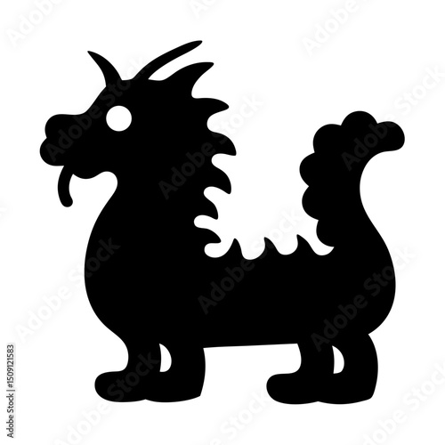 Black silhouette of a mythical Kirin creature on a white background