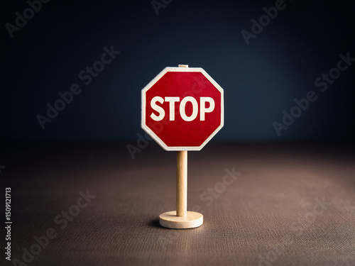 A bold red stop sign standing against a background, symbolising caution, safety photo