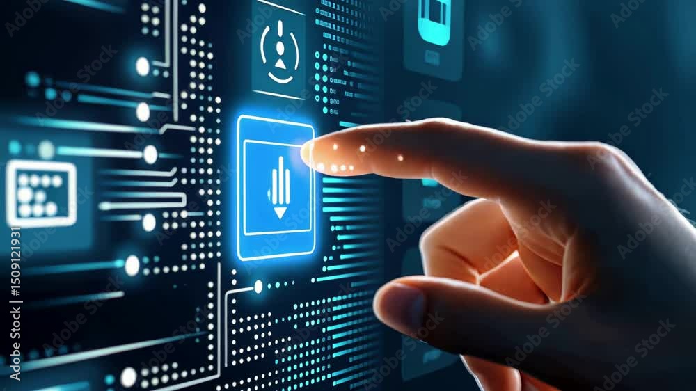 Interacting with advanced digital interfaces: hand gestures touching virtual technology