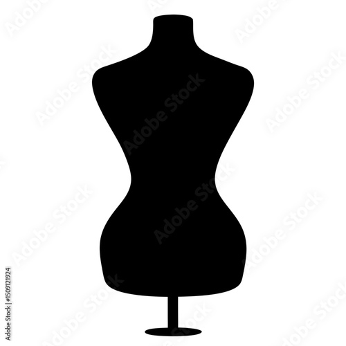 Black Silhouette of a Female Mannequin on a White Background