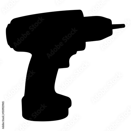 Silhouette of cordless power drill used for construction and household projects