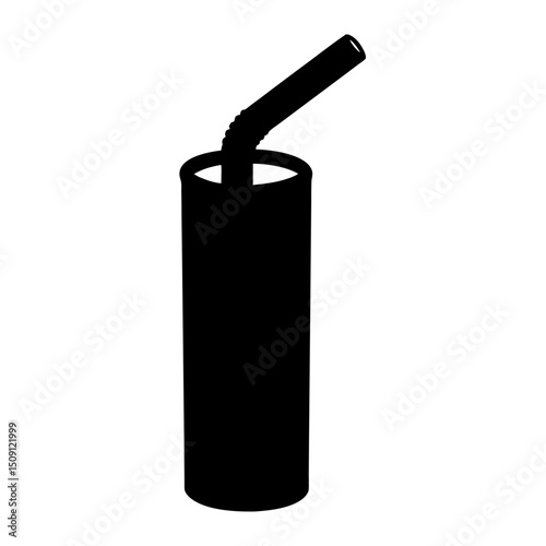 A minimalist silhouette of a drink in a glass with a straw