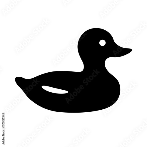 Stylized black duck icon isolated on white background, simple vector image