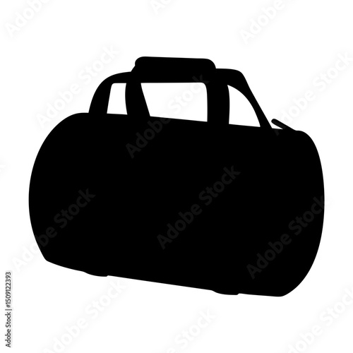 Silhouette of a classic duffel bag with handles and zipper detail