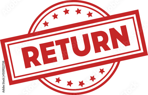 Return Guarantee Stamp: Red Badge with Stars for Product Returns and Customer Satisfaction.