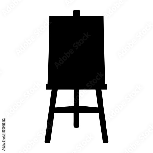 Silhouette image depicting an art easel ready for artistic creation to begin
