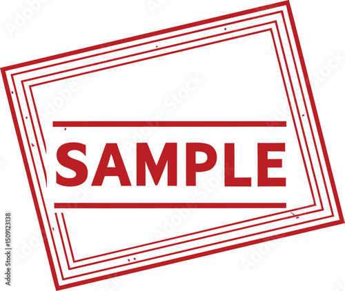 Red Distressed Sample Stamp with Angular Frame - Visual Design Element for Applications