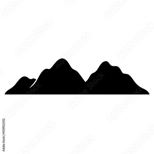Silhouette of mountain range on white background, simple, minimalist design