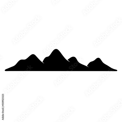 A simple vector silhouette of mountains in black and white color scheme