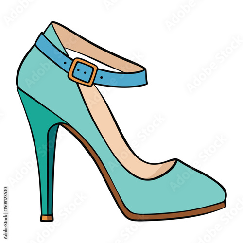 High heel shoe with ankle strap isolated fashion icon