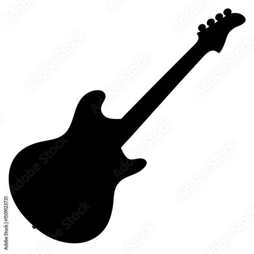 Silhouette of a classic electric guitar highlighting its body and neck shape