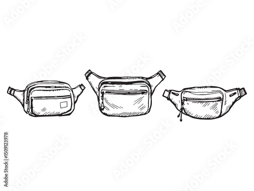 Waist Pack Bag Minimal Line Art Illustration
