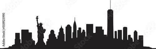 New York city skyline silhouette flat design, vector illustration