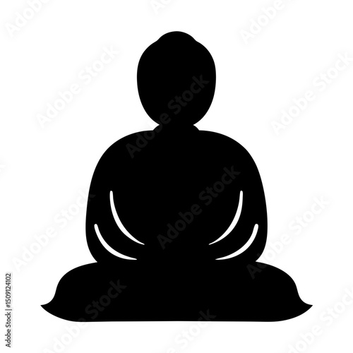 Meditating Buddha in Black Silhouette, representing inner peace and enlightenment