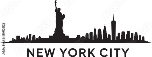 New York city skyline silhouette flat design, vector illustration