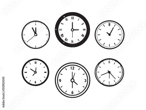 Wall Clock Outline Vector Illustration