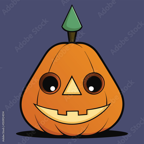 Jack-o-lantern with triangle eyes glowing with candle light
