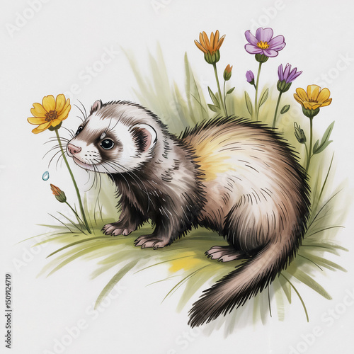 ferret in the grass
