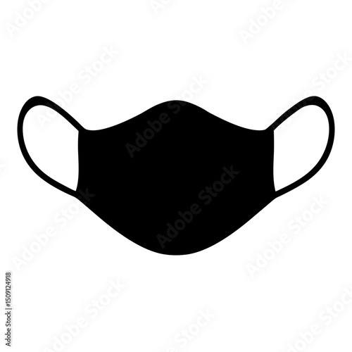 Black reusable cloth face mask with ear loops for personal protection