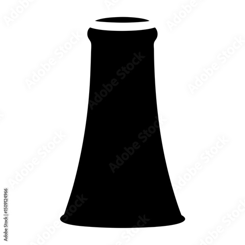 Silhouette of a cooling tower for nuclear power plant in black color