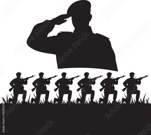 Silhouette of Azerbaijan soldier. Army day concept isolated on white background. Vector.