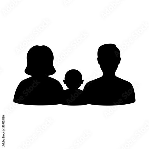 Silhouette of a family with a mother, father, and child together