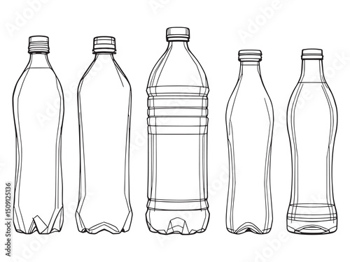 Water Bottle Simple Line Art Vector