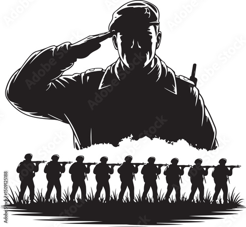 Silhouette of Azerbaijan soldier. Army day concept isolated on white background. Vector.