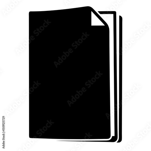 Simple black and white icon depicting a book or document stack
