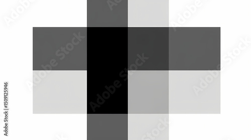An isolated image of a blank cartesian coordinate plane labeled with the x and y axes from to divided into four black and white quadrants on a white backdrop. Divided Axis. Illustration