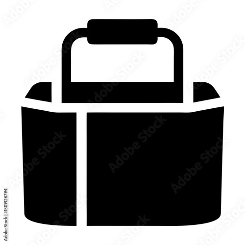 Simplified Graphic of a Cooler or Insulated Bag in Black and White