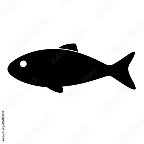 Simple black silhouette of a fish swimming through the water with ease