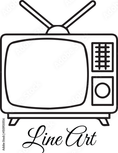 Retro Television Line Art