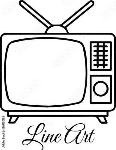 Retro Television Line Art