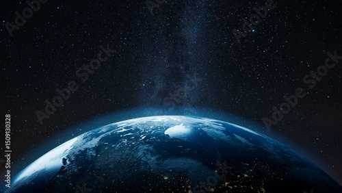 Views of Earth against the backdrop of stars from space