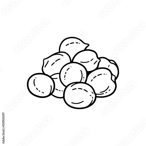 Pile of Chickpeas HandDrawn Line Art Illustration