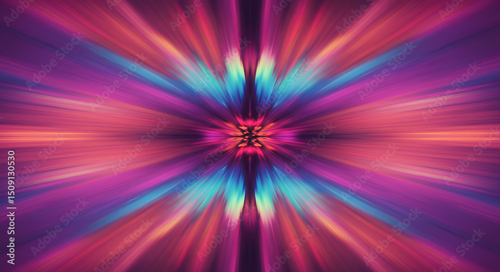 Obraz premium Abstract Colorful Burst Radial Light Rays Pink Purple Blue Energy Dynamic Background Design