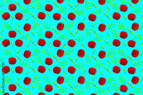 Seamless pattern of red apple fruit pattern for background and wallpaper. Isolated concept.