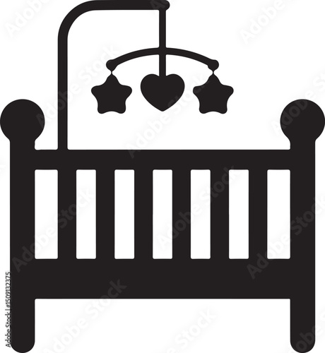 minimalist baby crib icon black white