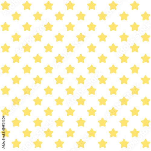 Seamless pattern with yellow stars on white background.Kids, baby or childish fabric.Surface design for textile.Decoration ornament.Repeat tile.Wrapping paper.Graphic design.Vector illustration.