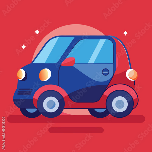 Explore our sleek flat design vector illustration featuring a smart car, ideal for automotive technology and urban mobility concepts.
