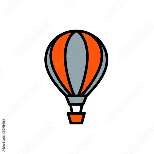 Minimalistic hot air balloon vector illustration floating in the sky. Concept travel and freedom.