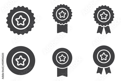 medal with star icon. award medal symbol vector. medal icon set solid and line style. editable icons, vector icons collection.