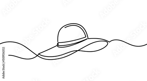 Monochrome Sunhat Vector Illustration for summer fashion. Concept beachwear and sun protection.
