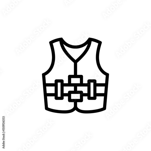Monochrome Life vest icon for water safety. Concept protection and boating.