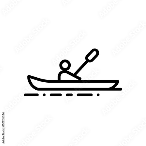 Monochrome kayak vector illustration for water sports. Concept adventure and fitness.