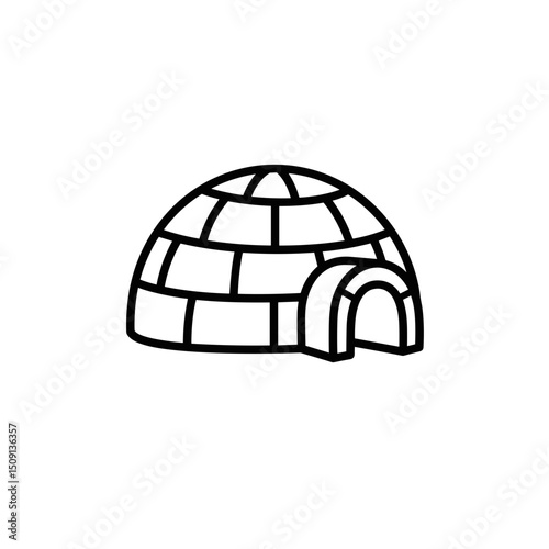 Monochrome igloo icon representing arctic life. Concept survival and culture.